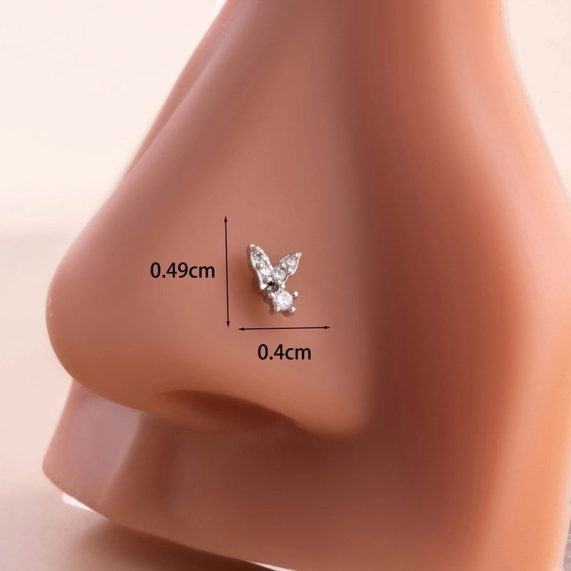 1 Piece Nose Rings & Studs Casual Minimalist Butterfly Antlers 316L Stainless Steel  Copper Inlay Zircon Nose Rings & Studs