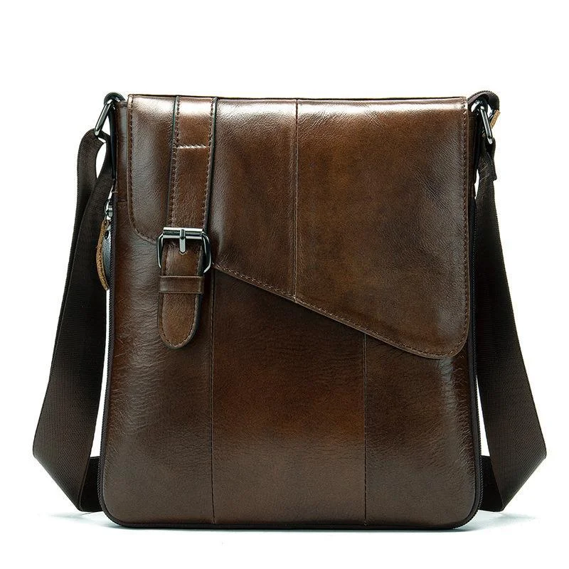 Mens Handy Large Capacity Casual Durable Leather Crossbody Bag