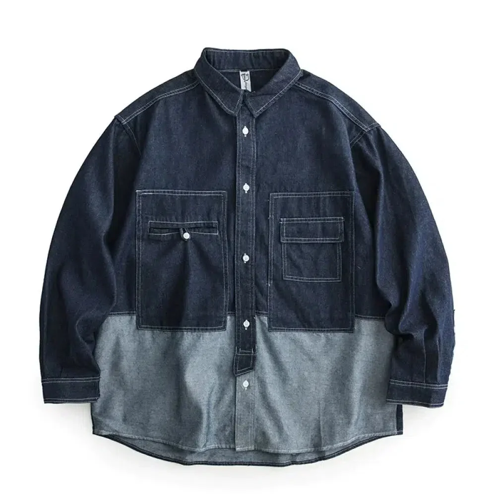 Aonga Color-blocking Denim Shirt