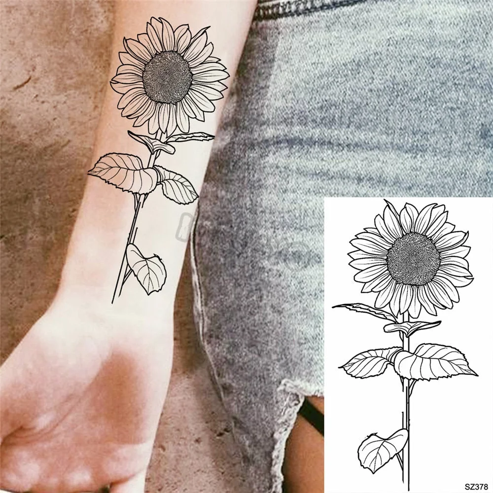 Minimalist Dandelion Temporary Tattoos For Women Girls Thorns, Lilies, Chrysanthemums, Fake Tattoo Stickers Leg Arm Tatoos Charm