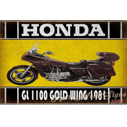 1981 Honda Gold Wing GL1100 Classic Moto - Enseigne Vintage Métallique/enseignes en bois - 20*30cm/30*40cm