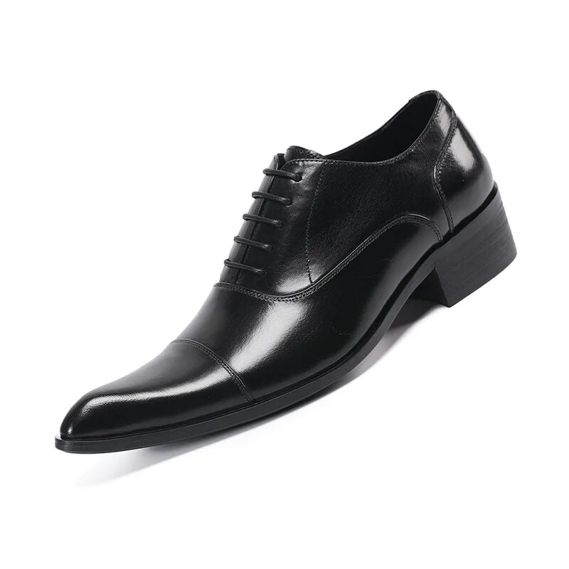 VCSHOES Triple Joint Classic Officer Men Dress Shoes Armyman Wing-tip Derby Genuine Leather Suit Business Formal Oxfords