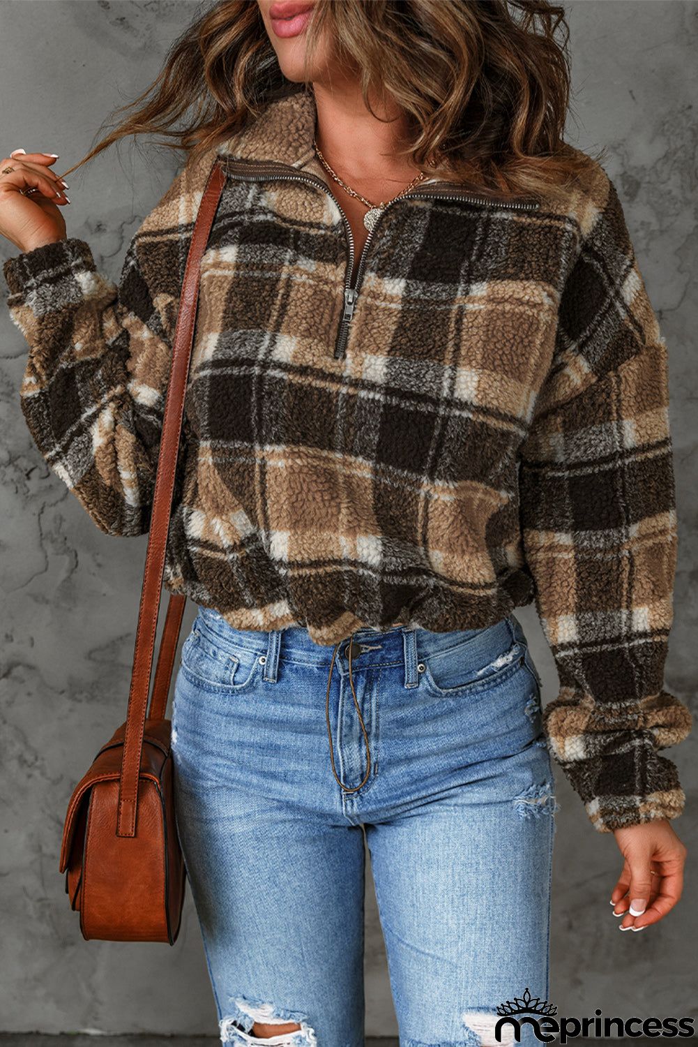 Plaid Pattern Fleece Sweatshirt
