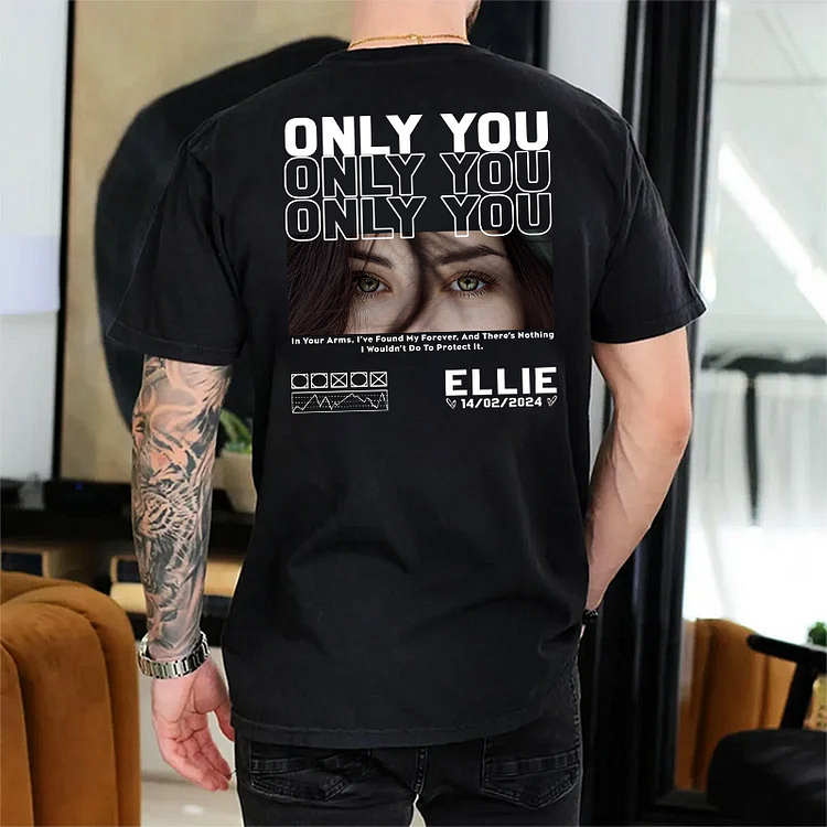 Valentine Gift For Boyfriend Unique Custom Eyes Photo T-Shirt