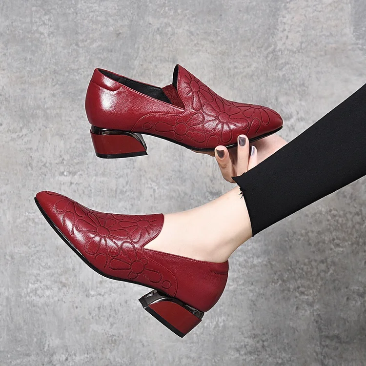 New Printed Leather Low Heel Flat Four Seasons Shoes
