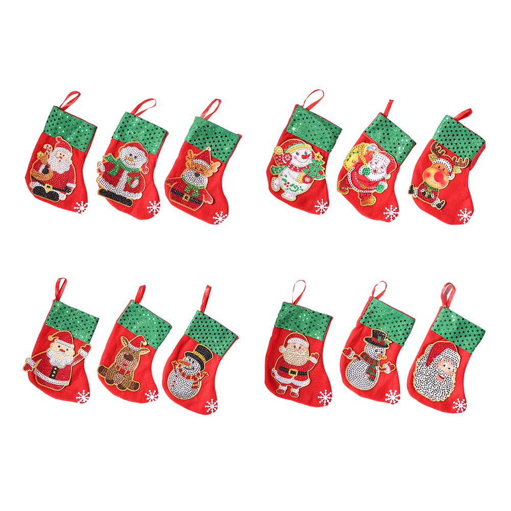 3pcs Christmas Stockings Hanging Pendants DIY Diamond Painting Artwork Kit