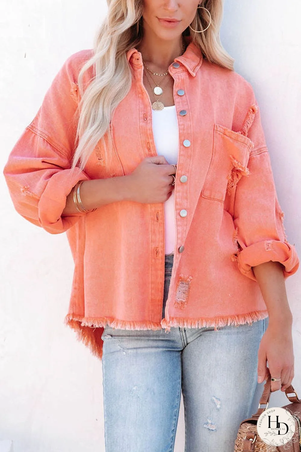 Let'S Rock It Distressed Denim Jacket