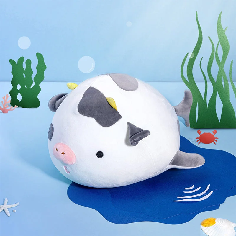 MeWaii® Black Whale Kawaii Cow Stuffed Animal Plush Squishy Pillow Toy
