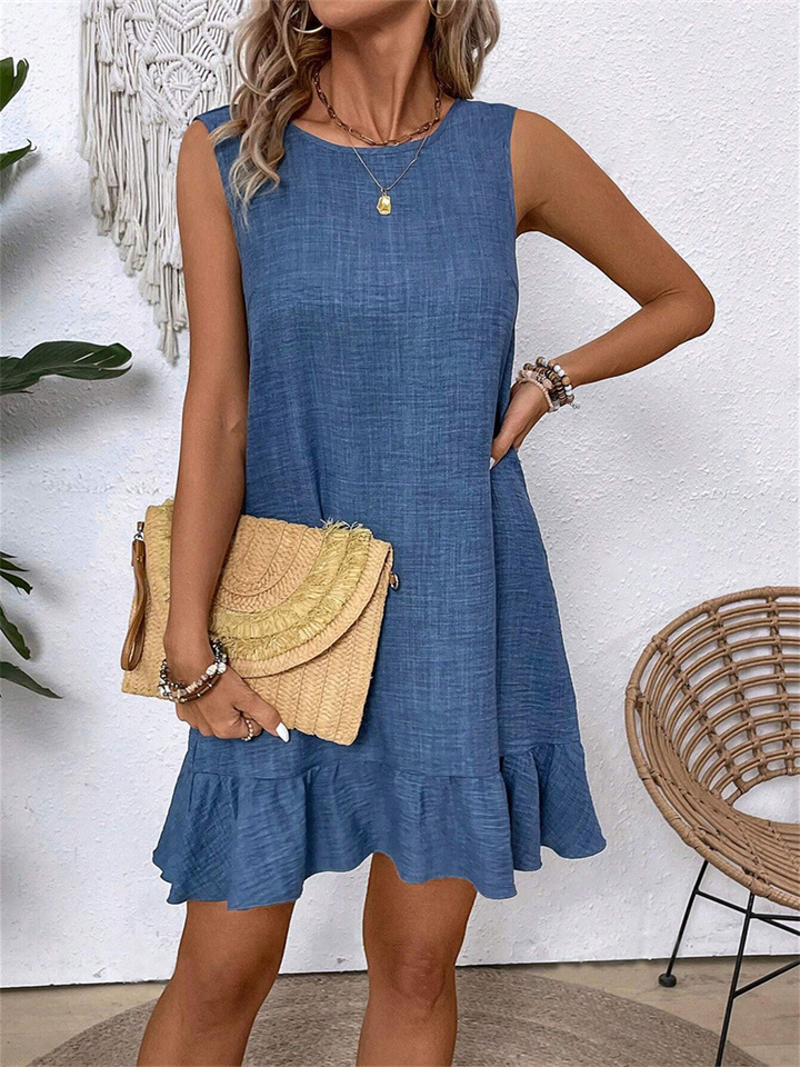 Summer New Women's Undershirt Dress Ruffled Sleeveless Casual Dresses
