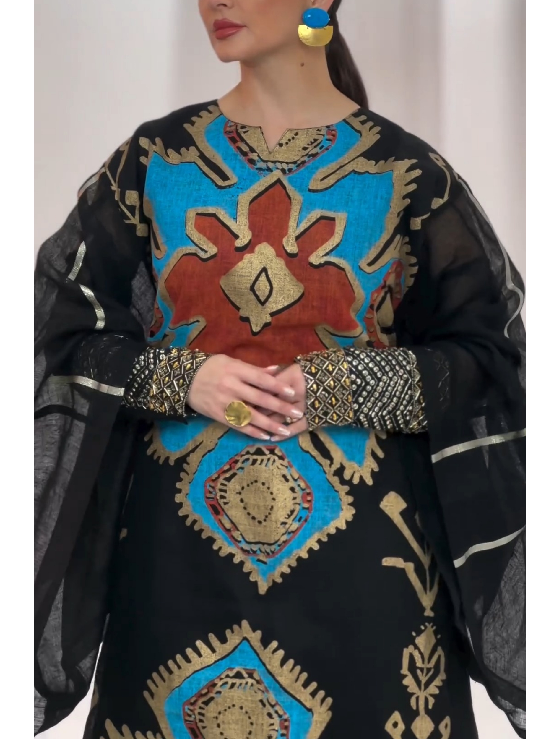 Loose and Elegant Vintage Pattern Dress | Oxredo Shop Ramadan Sale