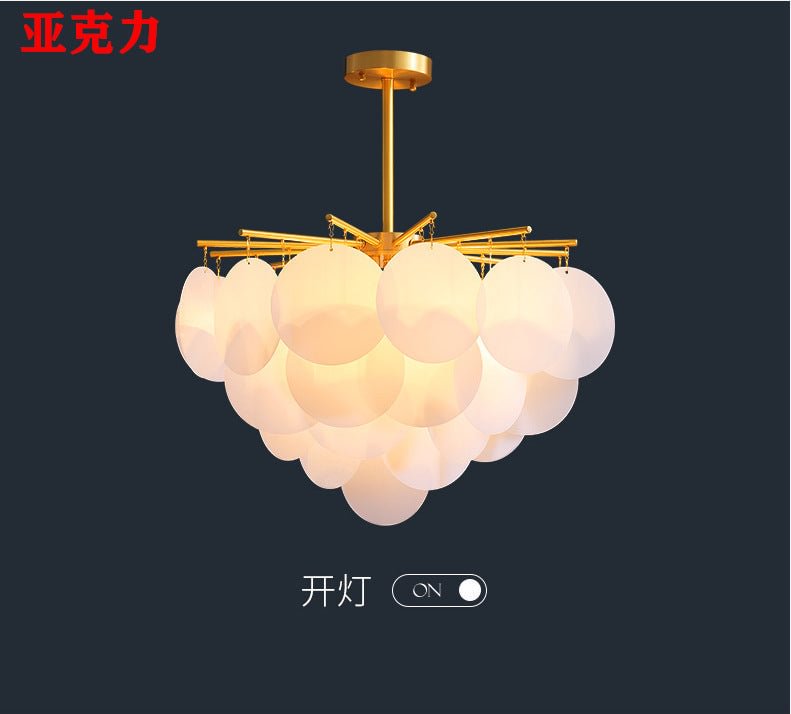 Tiered Discs Suspension Lighting Modern Dining Room Ceiling Chandelier in Brass-White