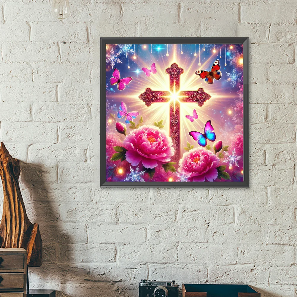 Diamond Painting - Full Round Drill - Flower Cross(Canvas|40*40cm)
