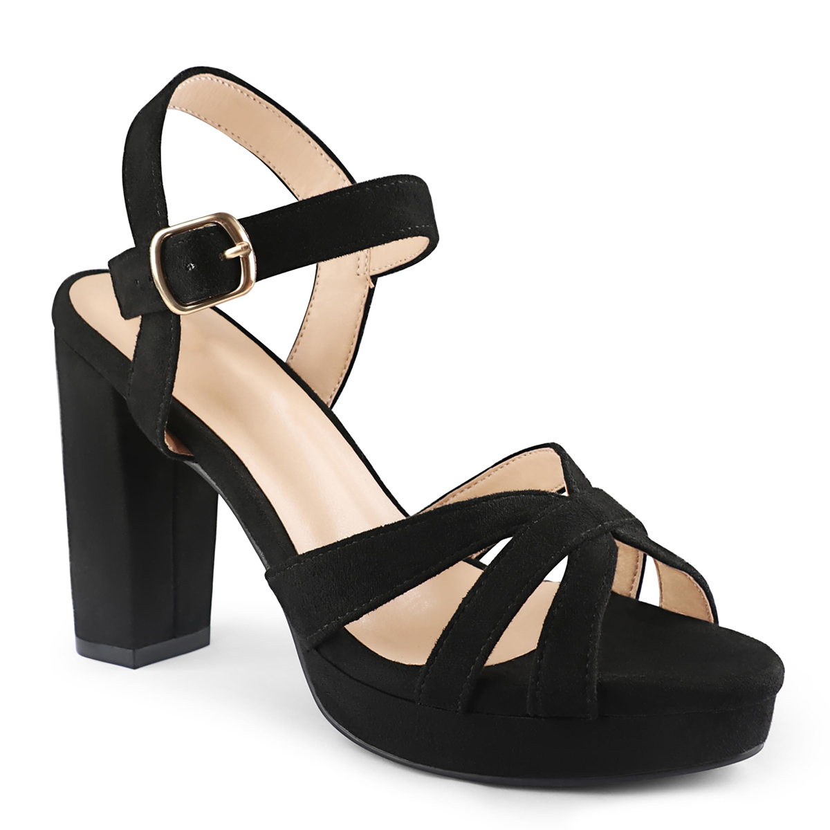 95mm Women's Platform Chunky Heels Ankle Strap Block Heeled Sandals Party Wedding Shoes-MERUMOTE