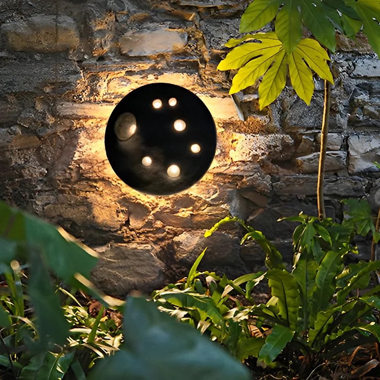 Round Creative Cement Lunar Crater Waterproof LED Outdoor Wall Lamp - Appledas