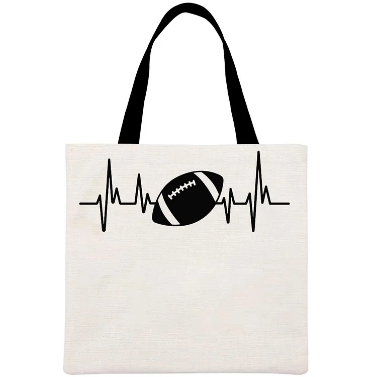 Heartbeat Football Printed Linen Bag-Annaletters