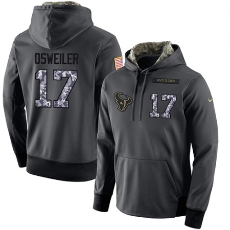 NFL Men's  Houston Texans #17 Brock Osweiler Stitched Black Anthracite Salute to Service Player Performance Hoodie