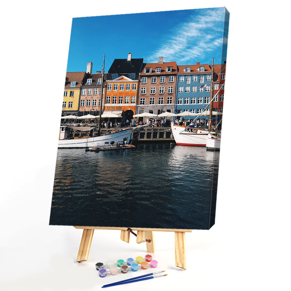 

40*50CM Paint By Numbers-Houses By The River, 501 Original