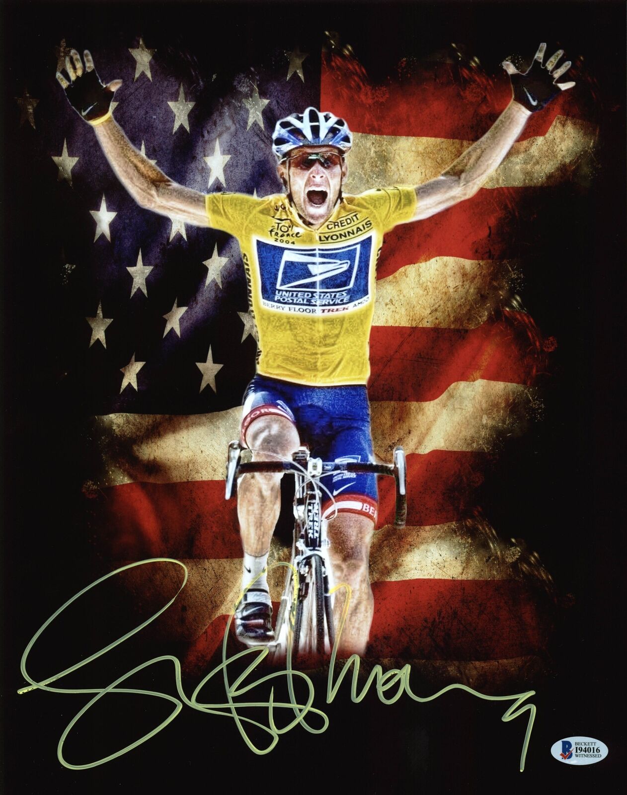 Lance Armstrong Authentic Signed 11X14 Metallic Photo Poster painting Autographed BAS