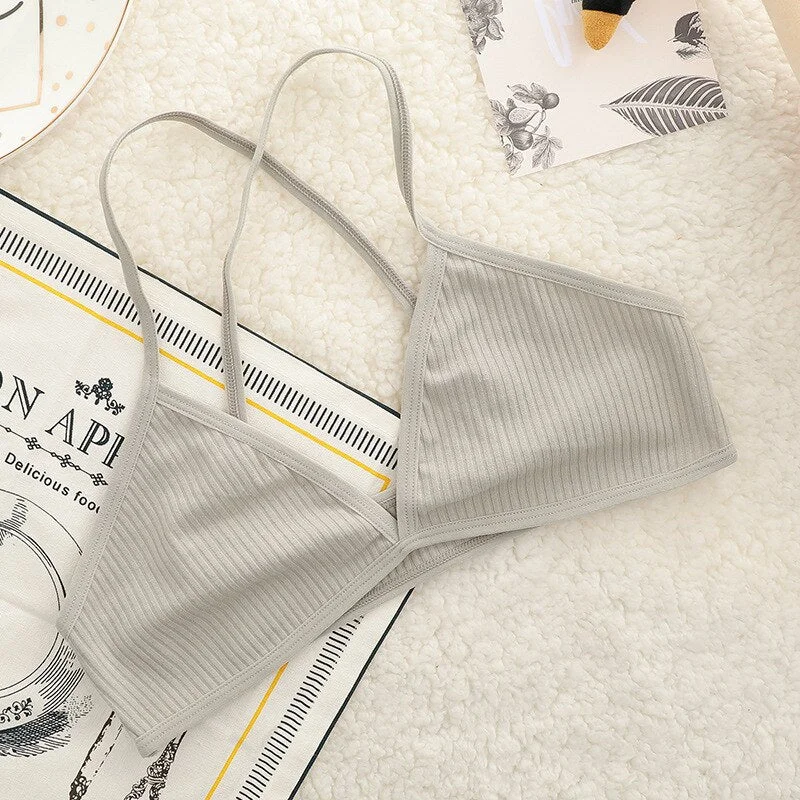 Comfortable sexy female bra thin cotton French sexy bra deep V wireless push chest bra without steel ring seamless bra