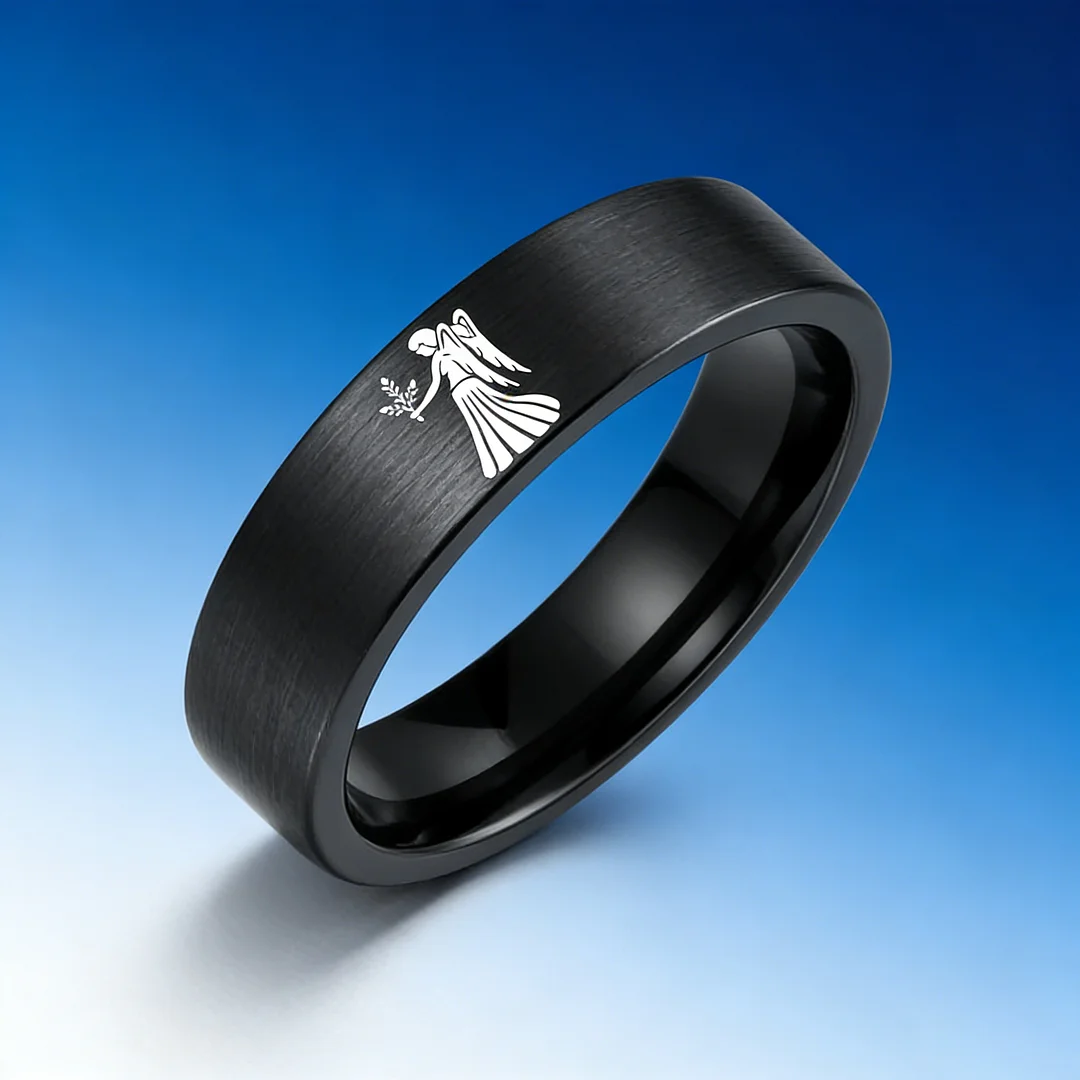 Black Tungsten Carbide Rings Flat Virgo Wedding Bands Flat Top Comfort Fit 4MM 6MM 8MM