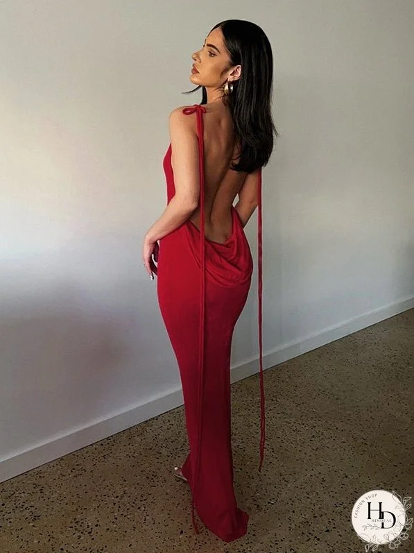 Lace-up Backless Dress