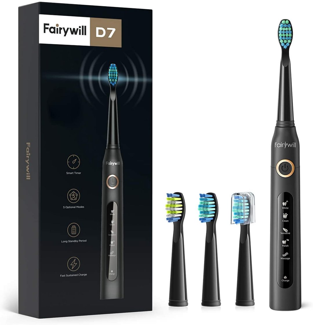 Electric Toothbrush Powerful Sonic Cleaning - ADA Accepted Rechargeable Toothbrush with Timer, 5 Modes, 4 Brush Heads