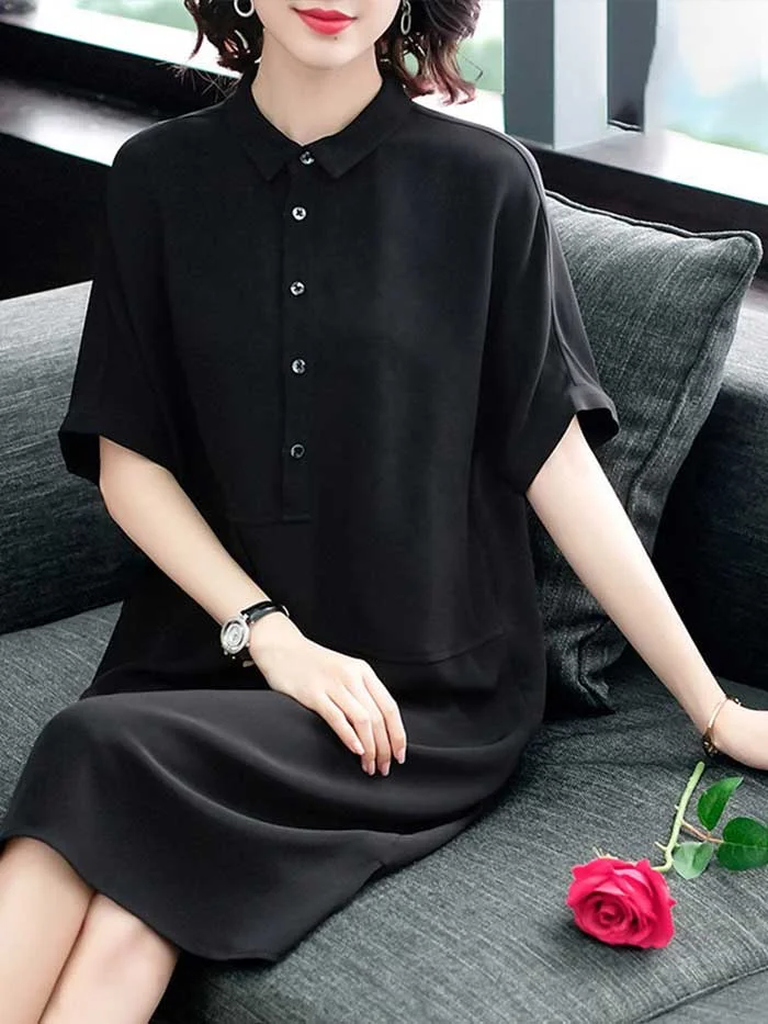 Acetate satin chiffon shirt dress