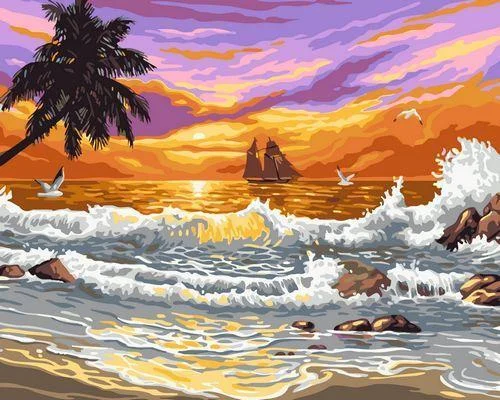 Landscape Wave Paint By Numbers Kits UK With Frame GX1064