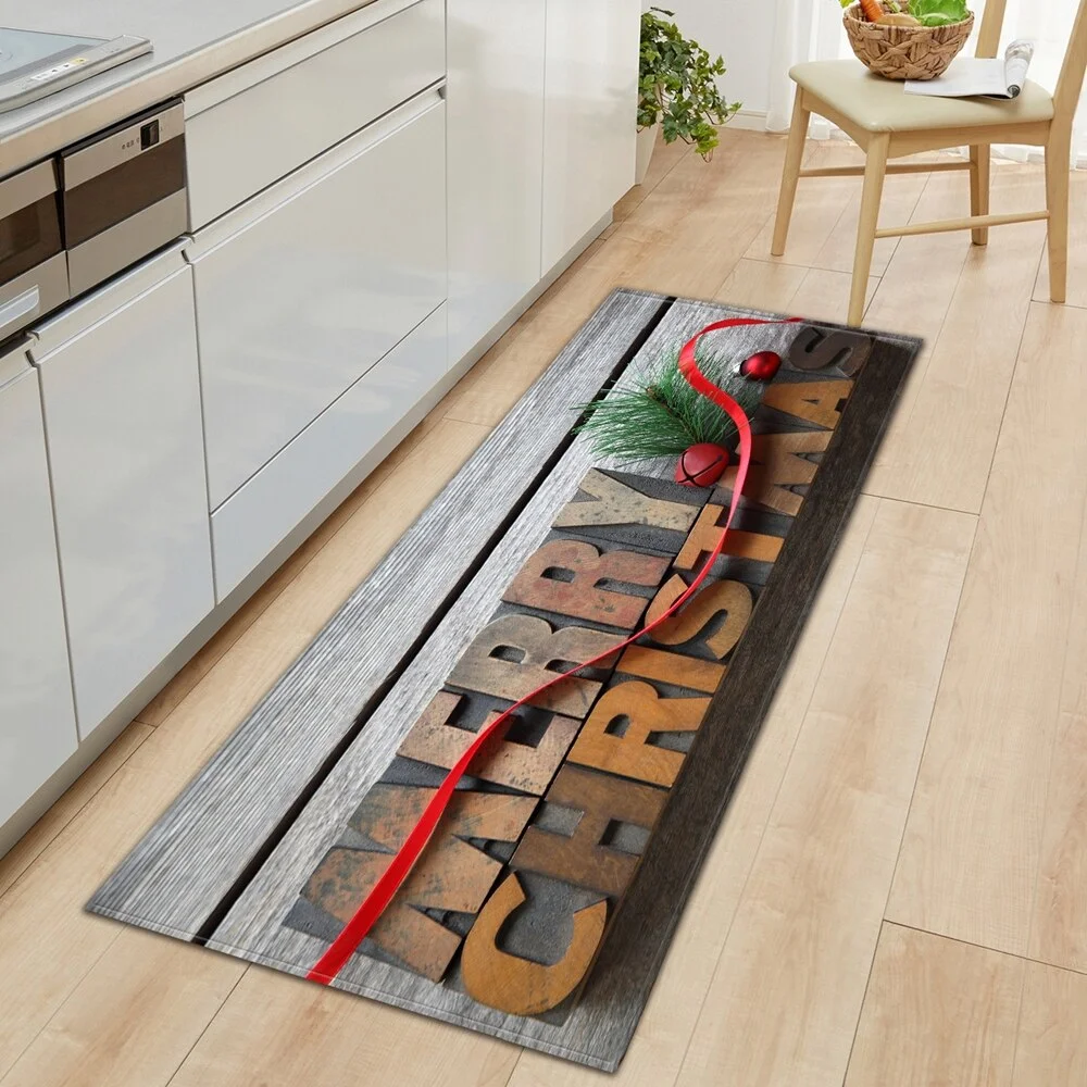Kitchen Carpet Entrance Doormat Home Mat For Floor Merry Christmas Bedroom Tatami Dcorative Carpet Bath Anti-Slip Hallway Rugs