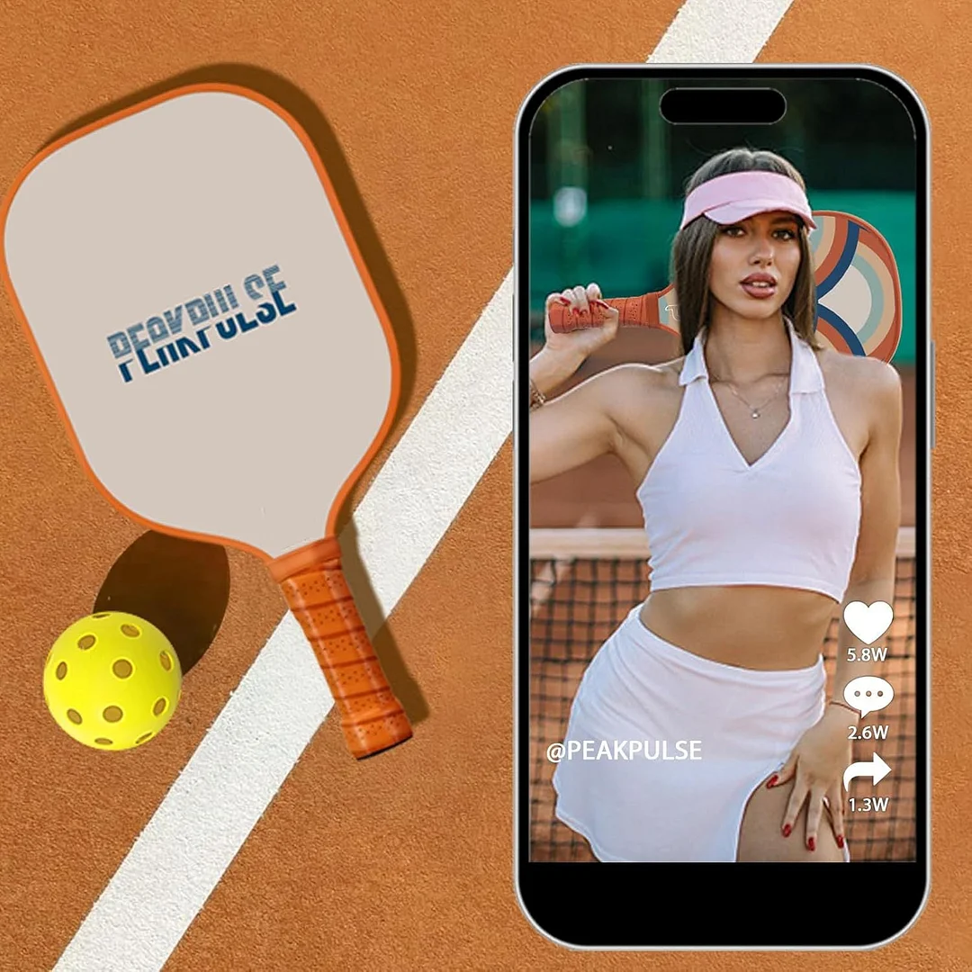 Orange 9-Layer Wooden Pickleball Paddle with bag