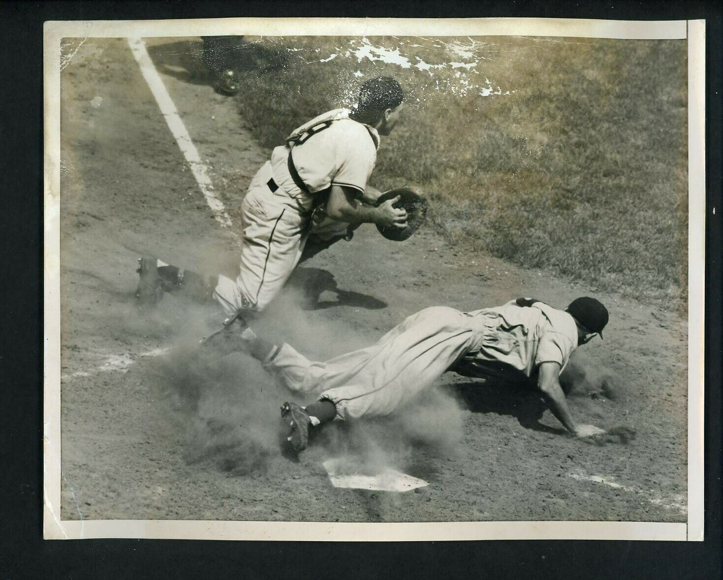 Wes Westrum & Del Rice 1952 Type 1 Press Photo Poster painting New York Giants Cardinals