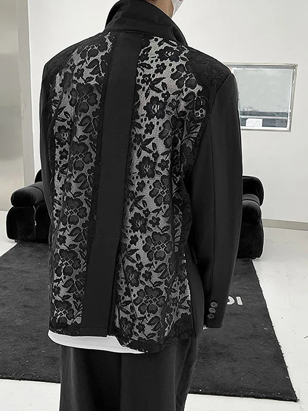 Aonga - Mens See Through Patchwork Lapel Blazer