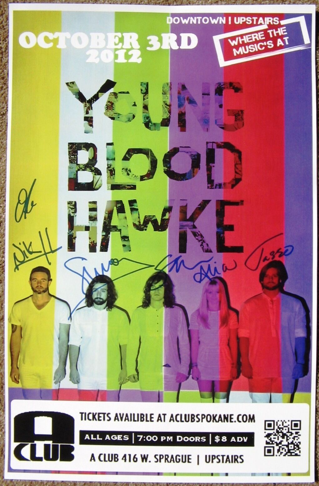 Signed YOUNGBLOOD HAWKE Gig POSTER In-Person w/proof Concert Autograph