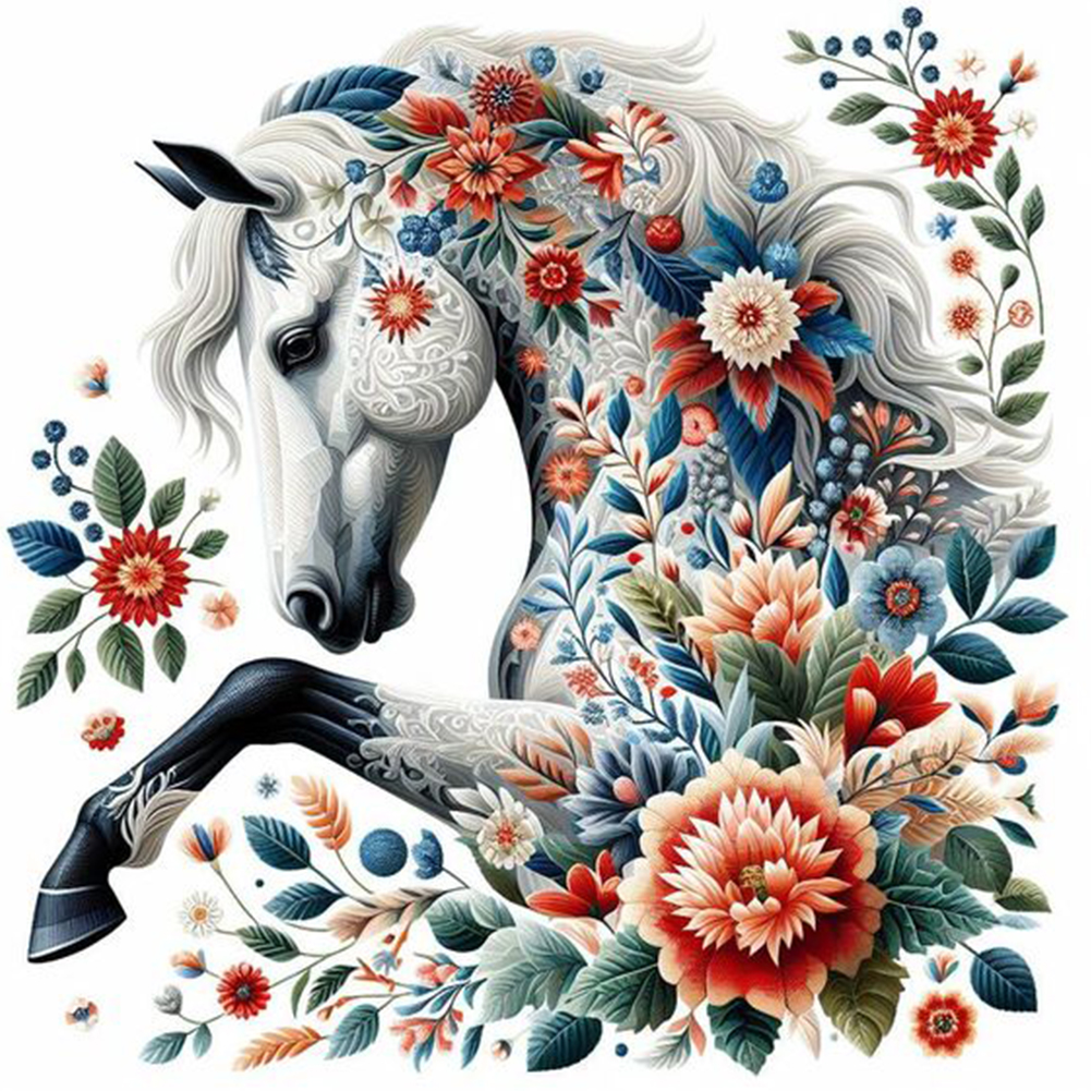 White Horse 40*40cm(canvas) full round drill diamond painting