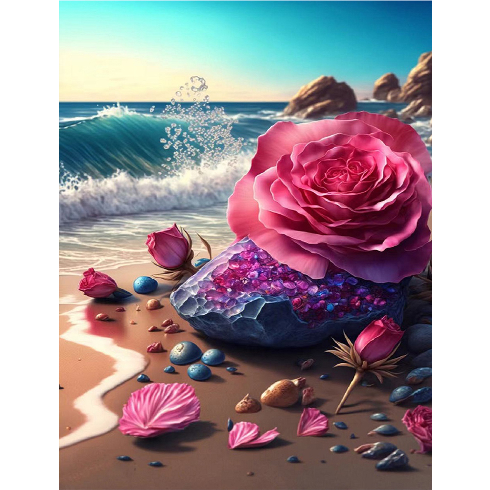 Beach Scenery Moon Flower 30*40CM(Canvas) Full Round Drill Diamond Painting gbfke