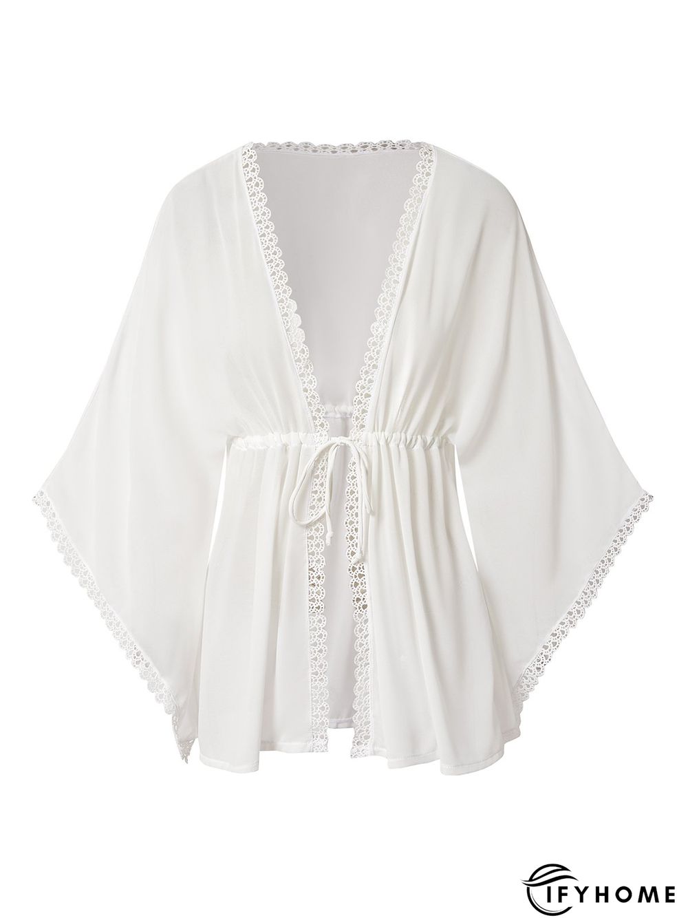Elegant Plain Drawstring V Neck Coverup | IFYHOME