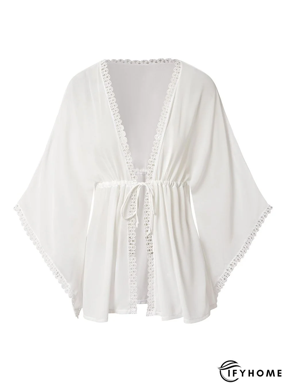 Elegant Plain Drawstring V Neck Coverup | IFYHOME