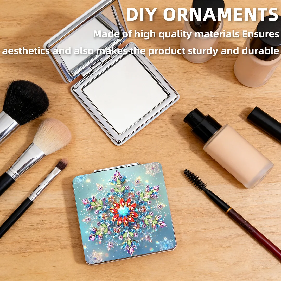 Snowflake DIY Special Shaped Diamond Painting Compact Mirror Kits Diamond Art Painting Pocket Mirror for Beginners Adults Art Craft Woman Gifts