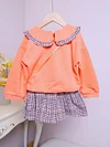 Kid Girls Elegant  Comfy Cotton Outfits Long Sleeve Knitwear 2pcs Sets