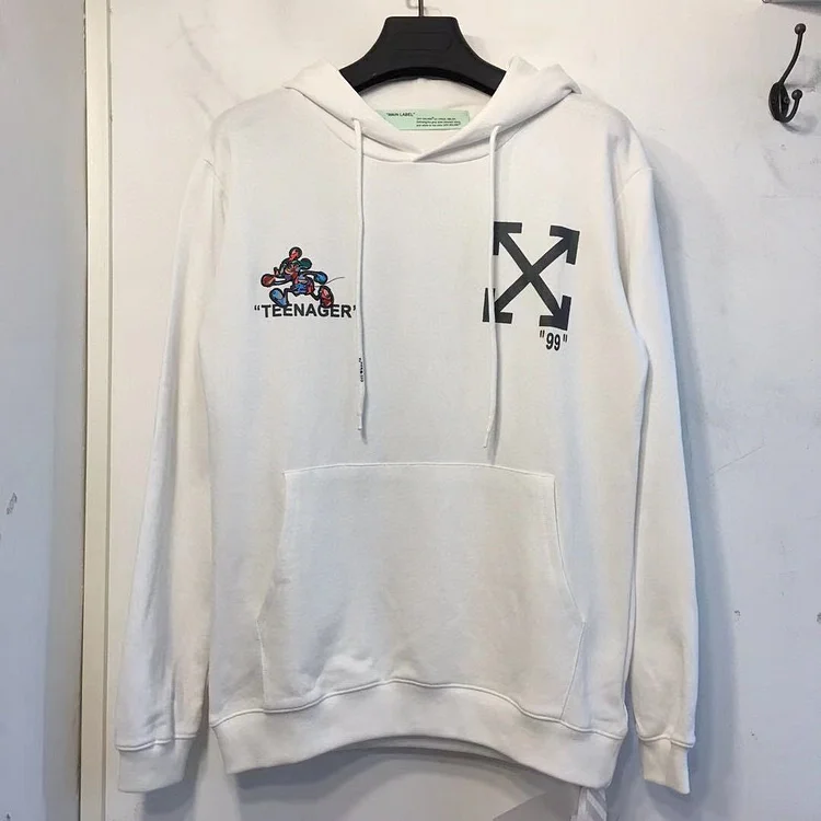 Off White Hoodie Early Spring Colorful Cartoon Machine Mickey Hooded Sweater