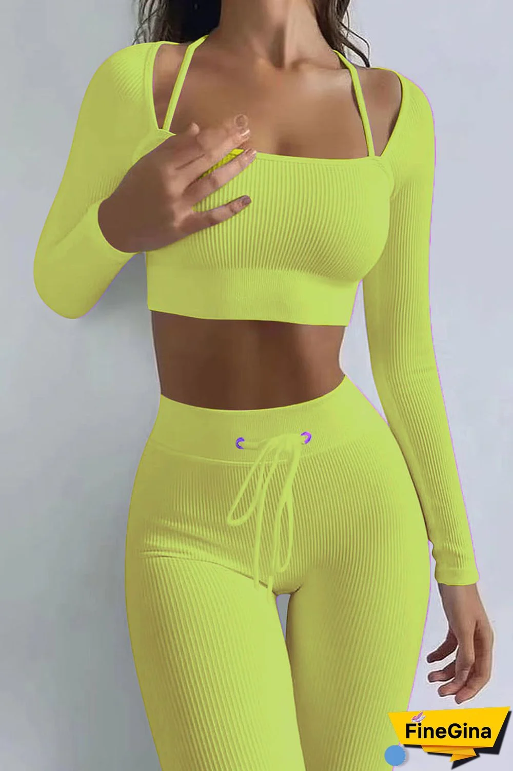 Yellow Casual Street Solid Patchwork Square Collar Long Sleeve Two Pieces