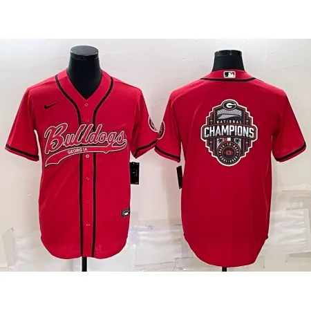 Men's Georgia Bulldogs Red Team Big Logo With Patch Cool Base Stitched Baseball Jersey SC2Z