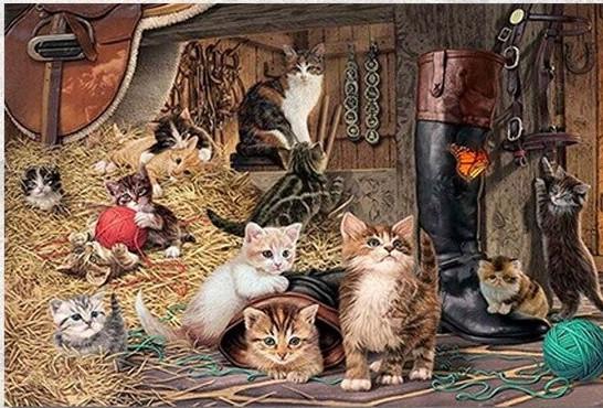 

Cats in a Stable – Paint By Numbers - 40*50CM, 501 Original