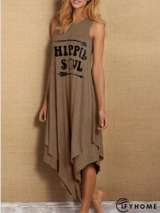 Printed Graphic Sleeveless V Neck Weaving Dress | IFYHOME