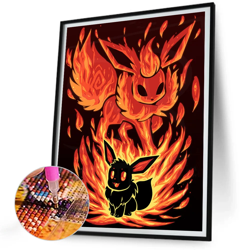 Diamond Painting - Full Round Drill - Silhouette Pokémon(Canvas|30*40cm)