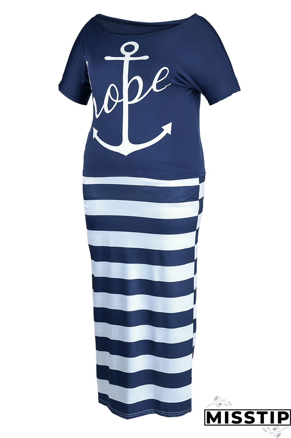 White Fashion Casual Print Basic Oblique Collar Plus Size Two Pieces