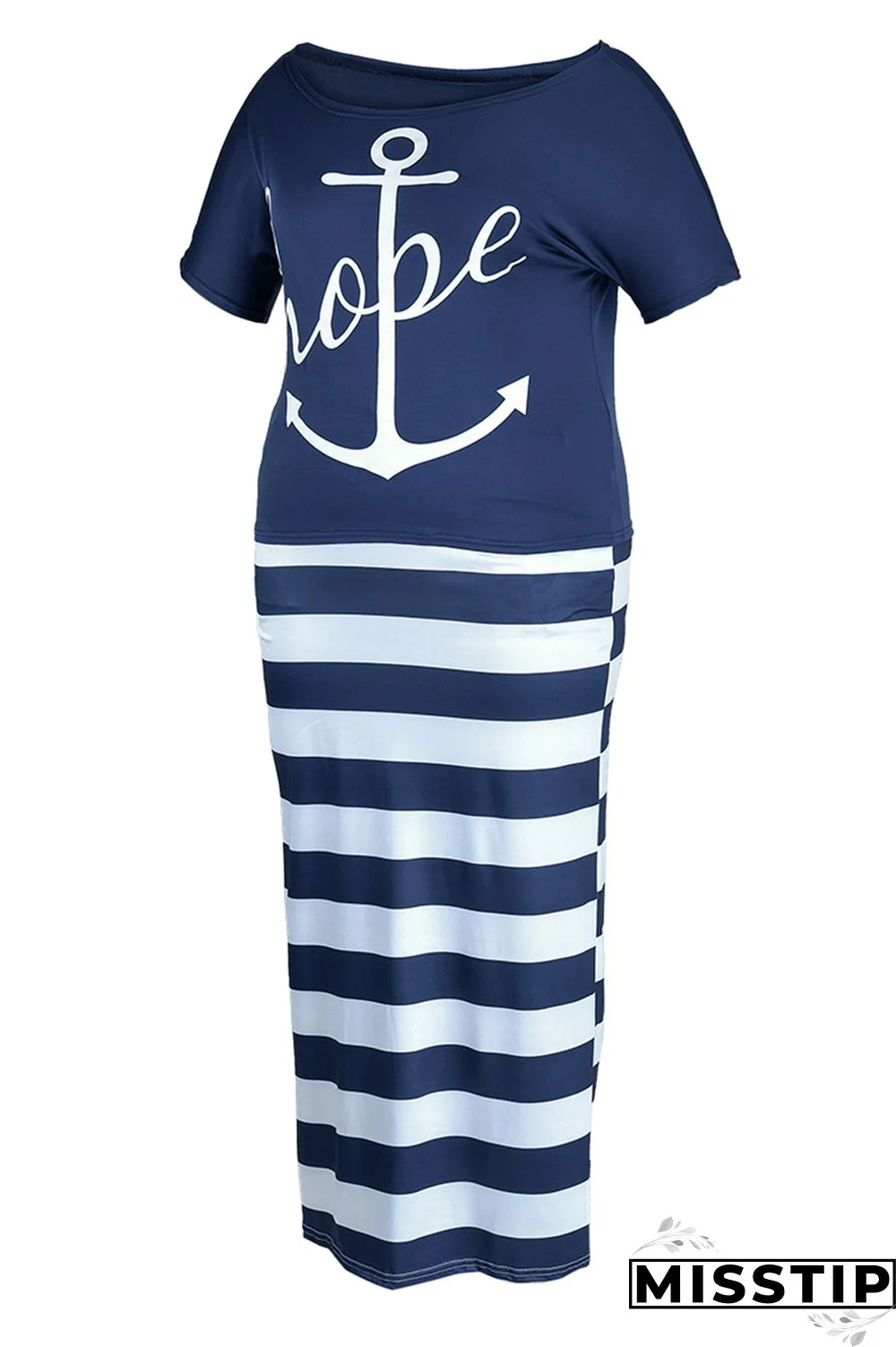 White Fashion Casual Print Basic Oblique Collar Plus Size Two Pieces