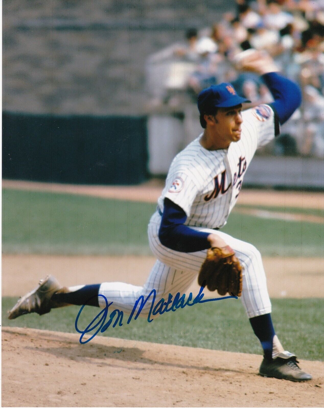 JON MATLACK NEW YORK METS ACTION SIGNED 8X10