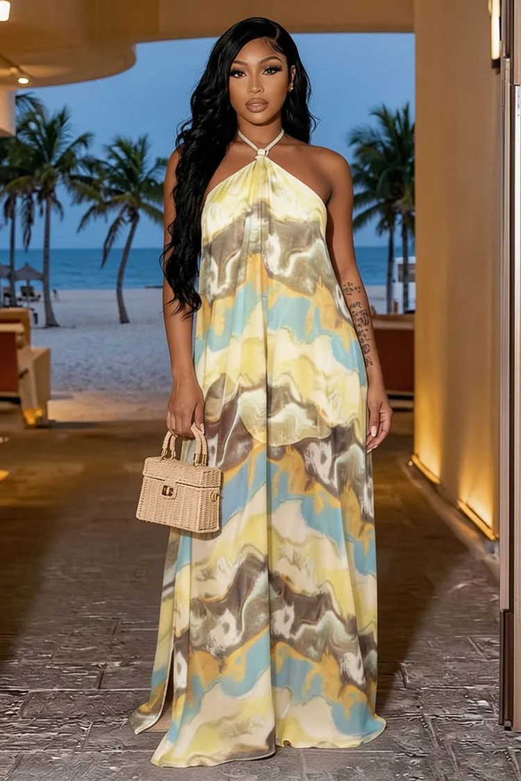 faux leather halter dress Flounce Halter Dress main image 1