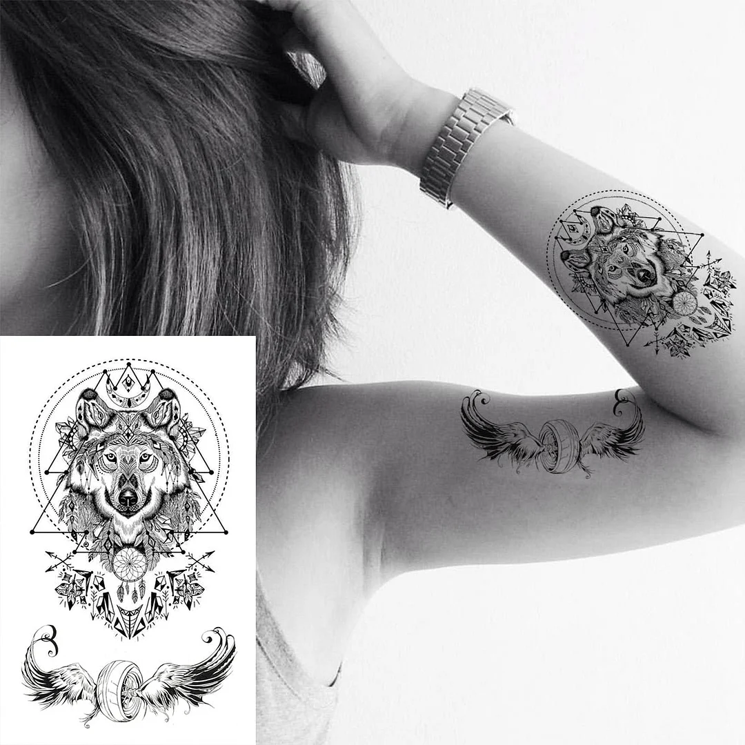 Black Whale Fashion Arm Temporary Tattoos For Women Girl Butterfly Swallow Fake Tattoo Sticker Body Art Waterproof Tatoo Sticker